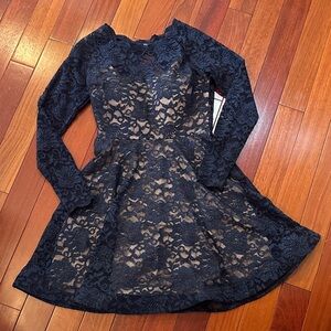 My Michelle Navy Lace Fit & Flare Dress